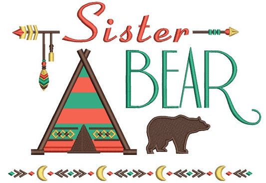 Sister Bear Tribal Applique Machine Embroidery Design Digitized Pattern