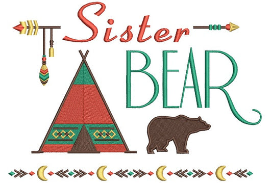 Sister Bear Tribal Filled Machine Embroidery Design Digitized Pattern
