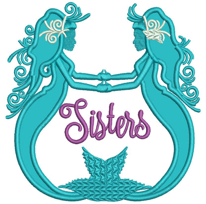 Sisters Mermaids Applique Machine Embroidery Design Digitized Pattern