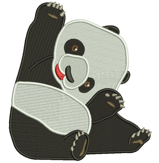 Sitting Baby Panda Filled Machine Embroidery Design Digitized Pattern