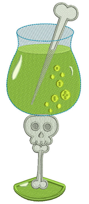 Skull Halloween Drink Filled Machine Embroidery Digitized Design Pattern