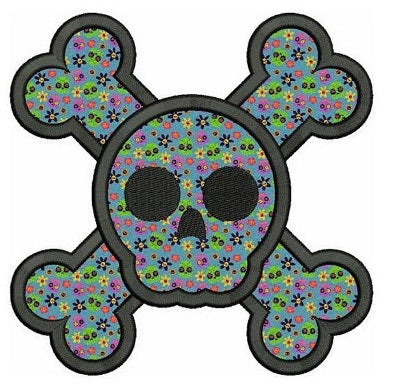 Skull and Bones Applique Digitized Machine Embroidery Design Pattern - Instant Download - 4x4 , 5x7, 6x10