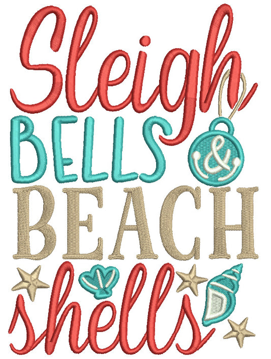 Sleigh Bells Beach Shells Christmas Filled Machine Embroidery Design Digitized Pattern