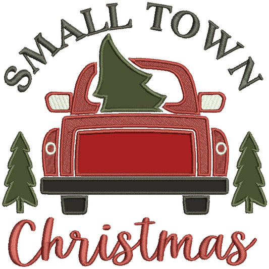 Small Town Christmas Car Applique Machine Embroidery Design Digitized Pattern