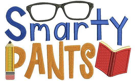 Smarty Pants Eyeglasses and Books Filled Machine Embroidery Digitized Design Pattern