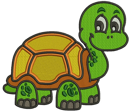Smiling Cute Little Turtle Filled Machine Embroidery Design Digitized Pattern