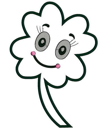 Smiling Lucky Shamrock Applique Machine Embroidery Digitized Design Pattern