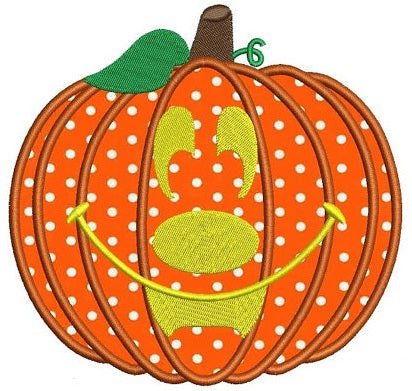 Smiling Pumpkin Halloween Applique Machine Embroidery Digitized Pattern - Instant Download - 4x4 , 5x7, 6x10