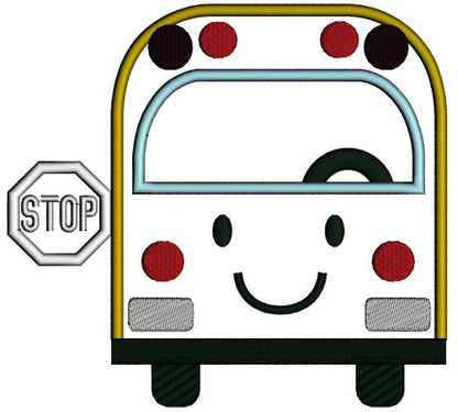 Smiling School Bus Applique Machine Embroidery Design Digitized Pattern