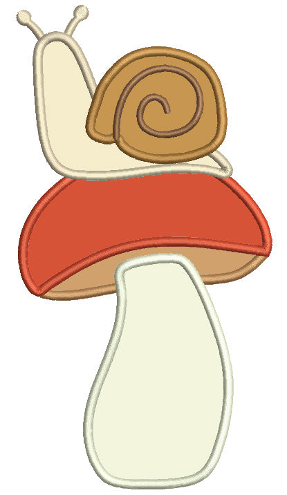 Snail Sitting On The Mushroom Applique Machine Embroidery Design Digitized Pattern