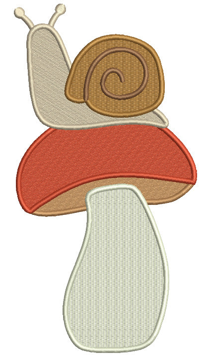Snail Sitting On The Mushroom Filled Machine Embroidery Design Digitized Pattern