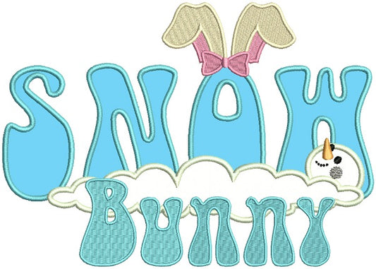 Snow Bunny Winter Applique Christmas Machine Embroidery Design Digitized Pattern