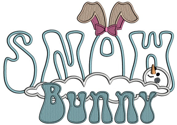 Snow Bunny Winter Applique Christmas Machine Embroidery Design Digitized Pattern