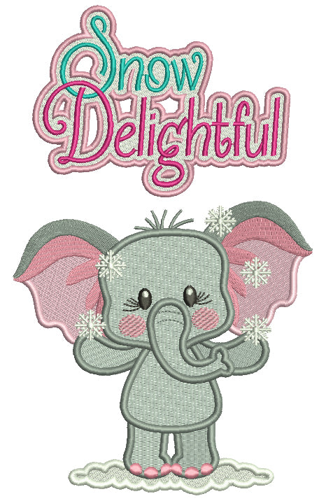 Snow Delightful Cute Little Elephant Christmas Filled Machine Embroidery Design Digitized Pattern