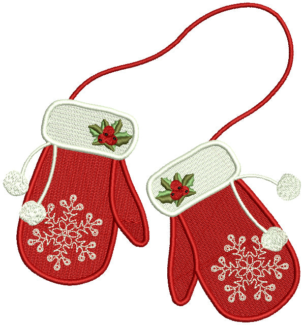 Snow Mitts Christmas Filled Machine Embroidery Design Digitized Pattern