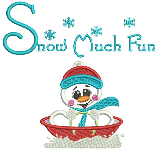Snow Much Fun Christmas Applique Machine Embroidery Design Digitized Pattern