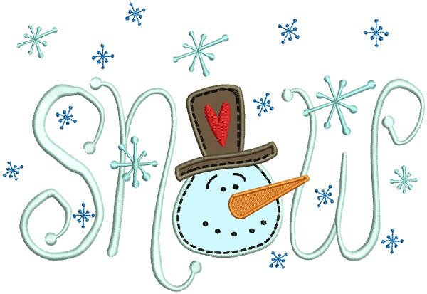 Snow Snowman Christmas Applique Machine Embroidery Design Digitized Pattern