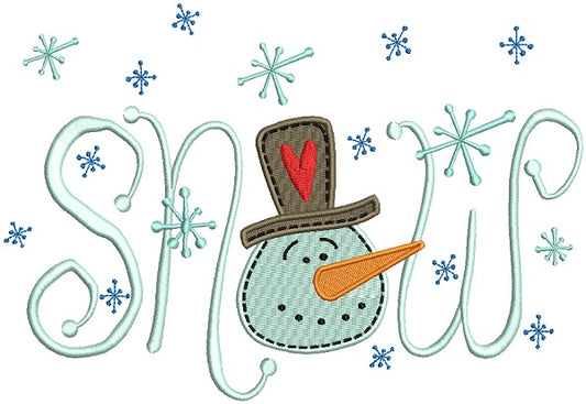 Snow Snowman Christmas Filled Machine Embroidery Design Digitized Pattern