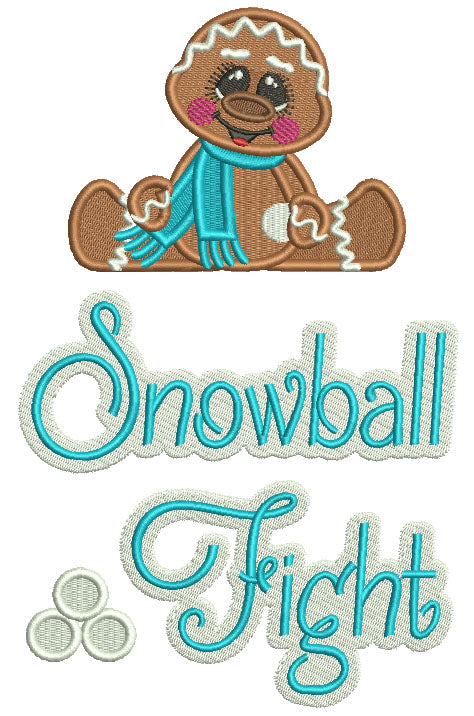 Snowball Fight Gingerbread Man Christmas Filled Machine Embroidery Design Digitized Pattern