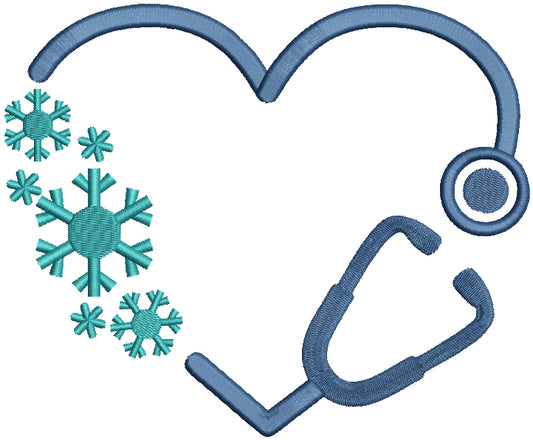 Snowflake Medical Stethoscope Christmas Filled Machine Embroidery Design Digitized Pattern