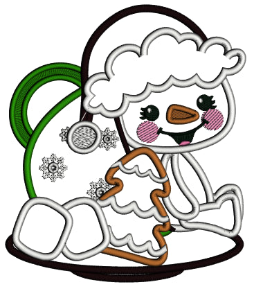 Snowman And Hot Chocolate Christmas Applique Machine Embroidery Design Digitized Pattern