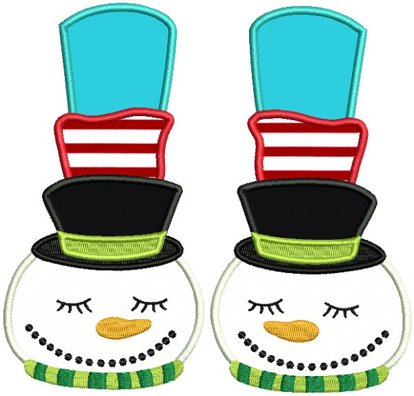 Snowman Slippers Christmas Applique Machine Embroidery Design Digitized Pattern