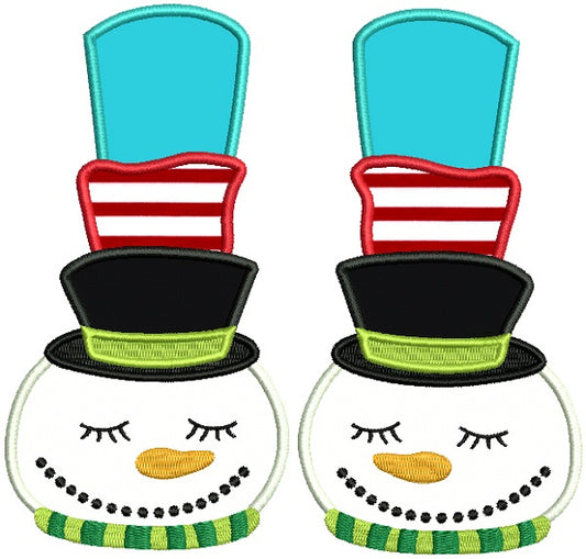 Snowman Slippers Christmas Applique Machine Embroidery Design Digitized Pattern