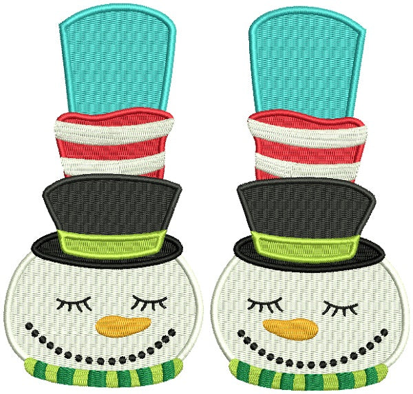 Snowman Slippers Christmas Filled Machine Embroidery Design Digitized Pattern