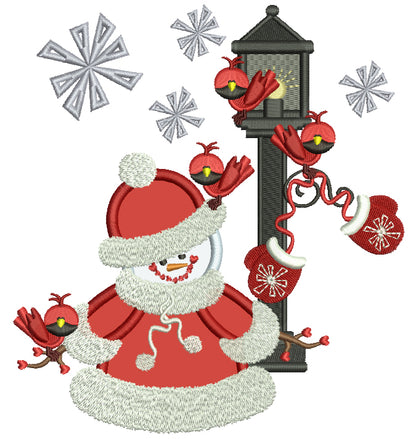 Snowman and Snowflakes Christmas Applique Machine Embroidery Digitized Design Pattern