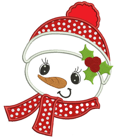 Snowman with a scarf Christmas Applique Machine Embroidery Digitized Design Pattern
