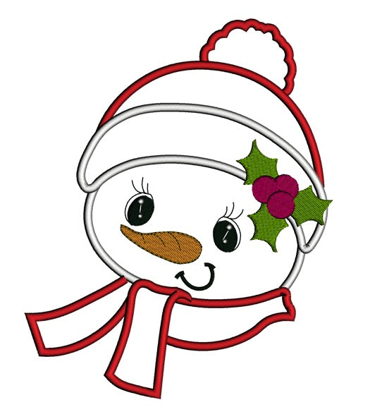 Snowman with a scarf Christmas Applique Machine Embroidery Digitized Design Pattern