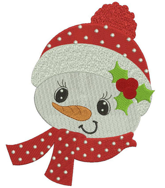 Snowman with a scarf Christmas Filled Machine Embroidery Digitized Design Pattern