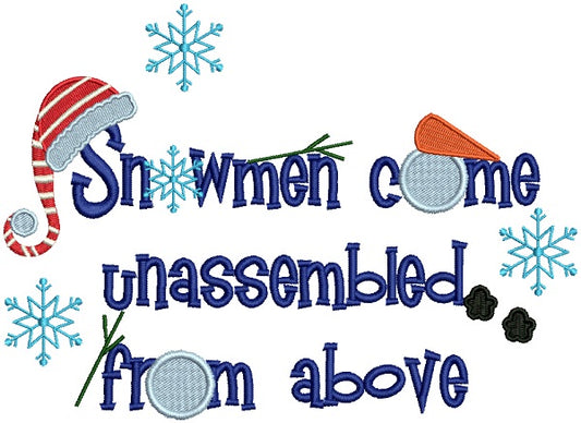 Snowmen Come Unassembled From Above Christmas Filled Machine Embroidery Design Digitized Pattern