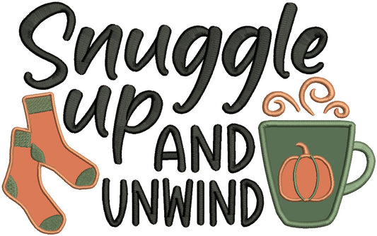 Snuggle Up And Unwind Fall Applique Machine Embroidery Design Digitized Pattern