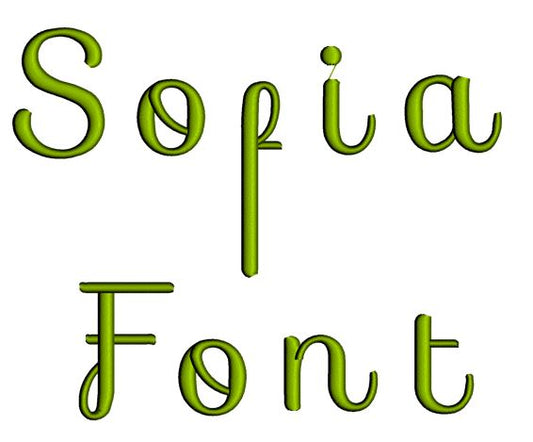Sofia Font Machine Embroidery Script Upper and Lower Case 1 2 3 inches