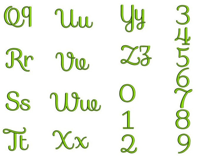 Sofia Font Machine Embroidery Script Upper and Lower Case 1 2 3 inches ...