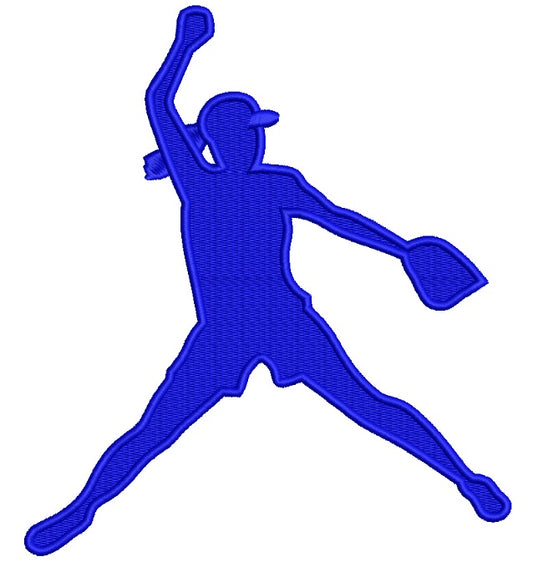 Softball Player Swinging Ball Sports Filled Machine Embroidery Design Digitized Pattern