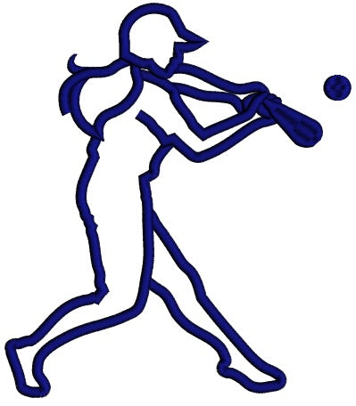 Softball Player Swinging Bat Sports Applique Machine Embroidery Design Digitized Pattern