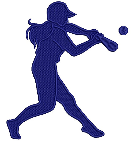 Softball Player Swinging Bat Sports Filled Machine Embroidery Design Digitized Pattern