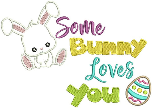 Some Bunny Loves You Easter Egg Applique Machine Embroidery Design Digitized