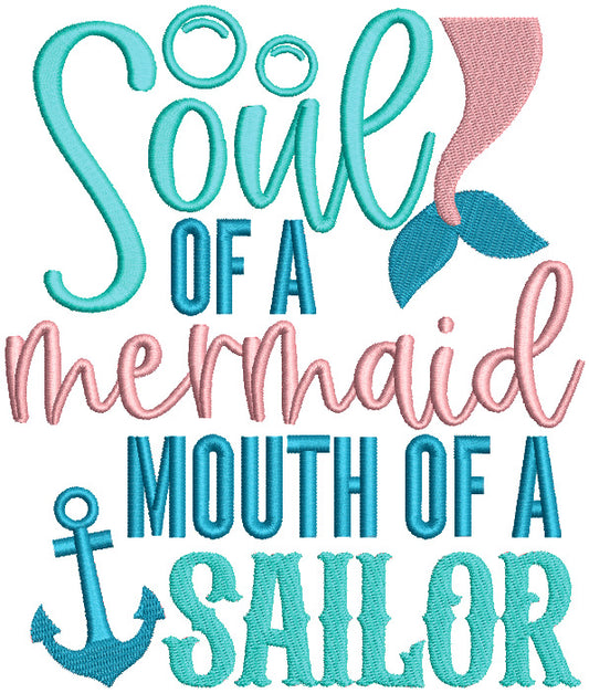 Soul Of A Mermaid Mouth OF a Sailor Filled Machine Embroidery Design Digitized Pattern
