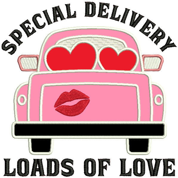 Special Delivery Loads Of Love Car Full Of Hearts Valentine's Day Applique Machine Embroidery Design Digitized Pattern