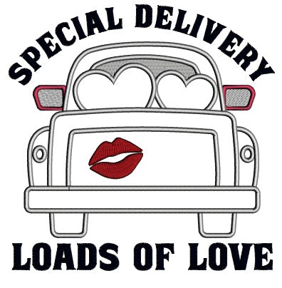 Special Delivery Loads Of Love Car Full Of Hearts Valentine's Day Applique Machine Embroidery Design Digitized Pattern