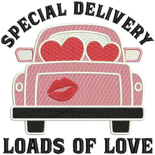 Special Delivery Loads Of Love Car Full Of Hearts Valentine's Day Filled Machine Embroidery Design Digitized Pattern