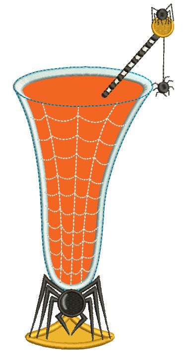Spider Halloween Drink Applique Machine Embroidery Digitized Design Pattern