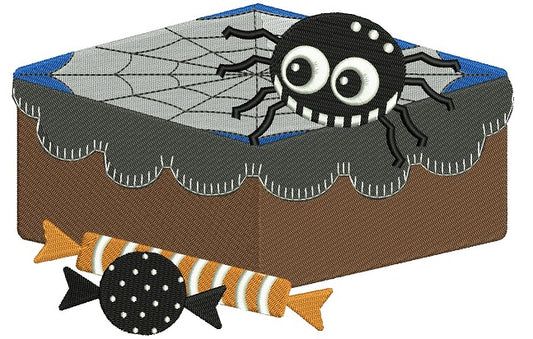 Spider On a Brownie Halloween Filled Machine Embroidery Design Digitized Pattern