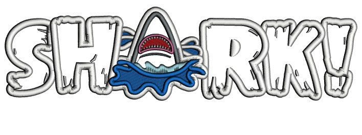 Splashing Shark Applique Machine Embroidery Design Digitized