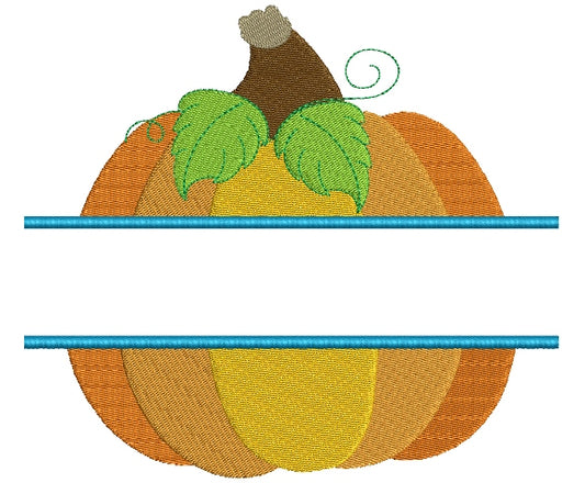 Split Pumpkin Halloween or Thanksgiving Filled Machine Embroidery Design Digitized Pattern