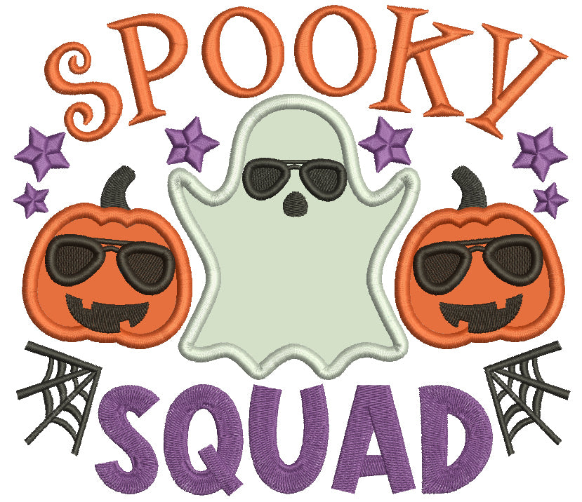 Spooky Squad Ghost And Pumpkins Halloween Applique Machine Embroidery Design Digitized Pattern