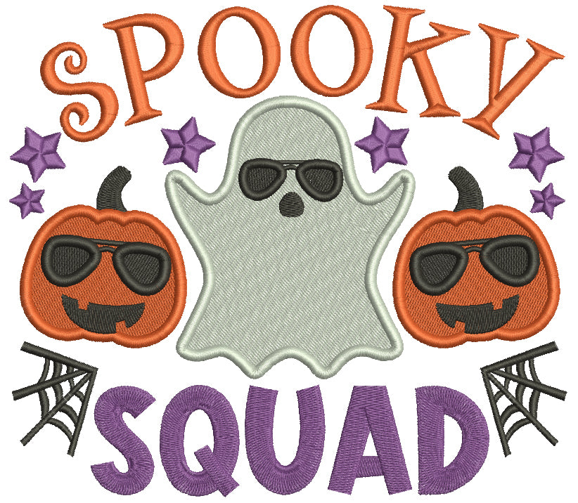 Spooky Squad Ghost And Pumpkins Halloween Filled Machine Embroidery Design Digitized Pattern